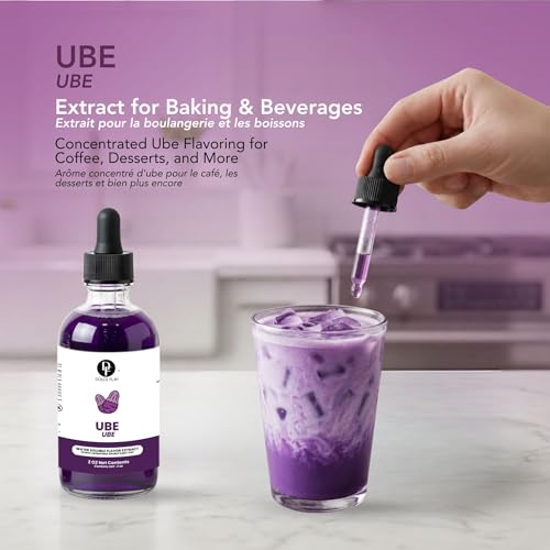 Image of Dolce Flav Purple Ube Extract - 2 Ounce Water-Soluble Kosher, Sugar-Free, Concentrated Sweet Purple Ube Flavoring & Syrup for Baking, Lattes & Ice Cream, Includes Measured Dropper
