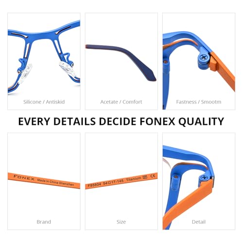 Image of FONEX Pure Titanium Glasses Frame Men Square Magnet Clip On Eyeglasses with Polarized Lens