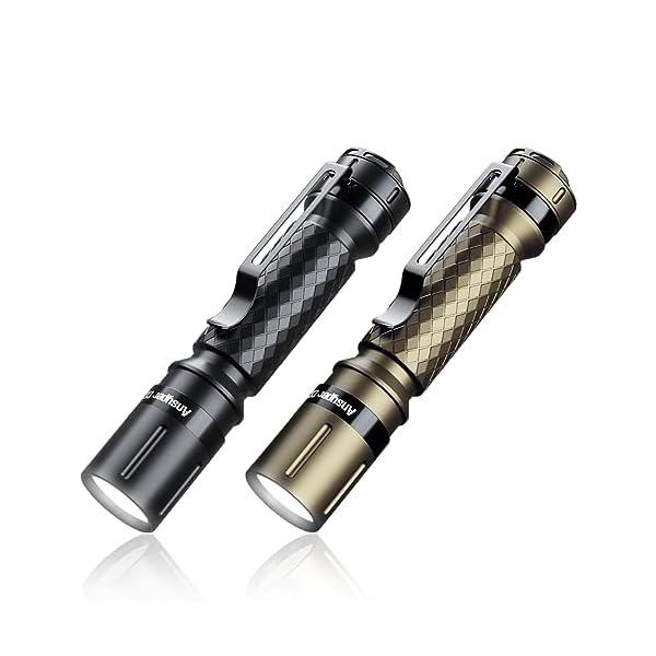 Mini Flashlight 3 Modes Small Flashlights LED Powerful High Lumens Tactical Pen Light with Clip,Slim Portable Pocket Compact Torch for Emergency Inspection AAA Battery Water-Resistant (Black & Gold)