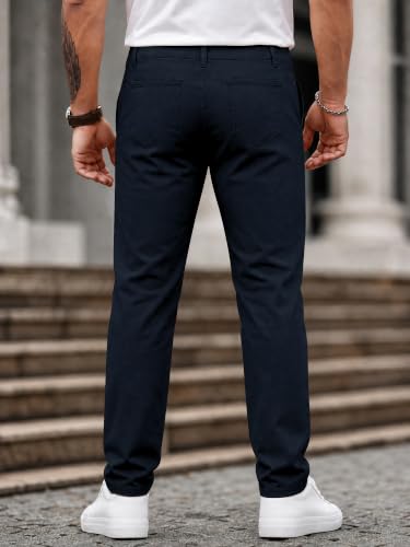 Image of HUNGSON Mens Chinos Dress Pants Slim Fit Stretch Business Casual Golf Work Slacks Trousers