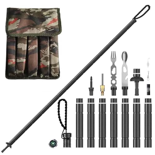 Trekking Pole Tactical Walking Stick Survival Hiking Pole(7-Section)