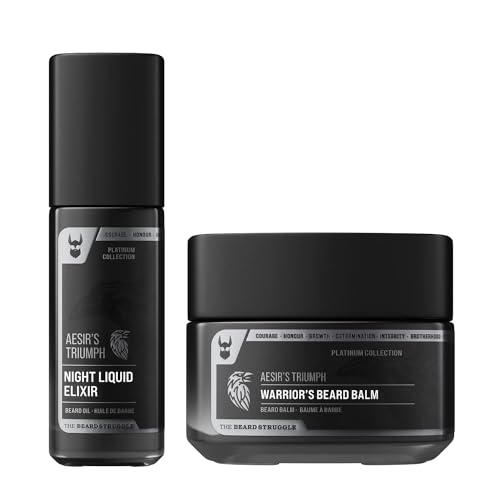 The Beard Struggle Warrior’s Beard Balm & Night Liquid Elixir Beard Oil Bundle Moisturizing, & Healthier Beard Growth - Platinum Collection - Aesir's Triumph image 3