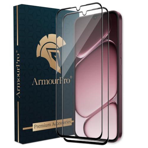 Image of ArmourPro Tempered Glass for OnePlus N6x - 9H Anti Scratch Screen Protector, Edge to Edge Coverage, HD Clarity, Smooth Touch, Case Friendly | Black, Pack of 2