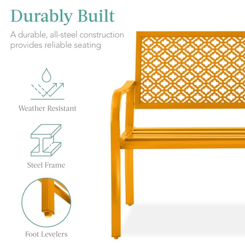 Best Choice Products SKY7855 Outdoor Bench 2-Person Metal Steel Benches Furniture thumb #2