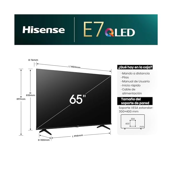 Hisense 65E7NQ - QLED Smart TV, 65", Modo Juego Plus, 60Hz VRR 120 fps - Image 3