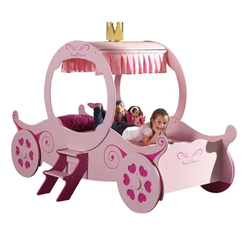 Paris Prix Pack - Lit Enfant & Matelas Carrosse 90x200cm Rose