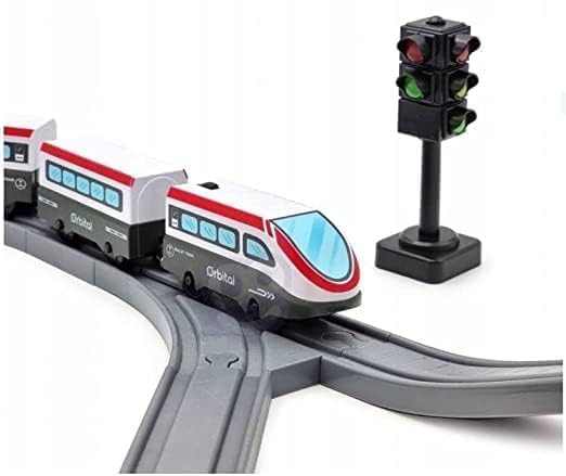 Image of DIY Realistic Track and Train for Kids, DIY 80pcs Remote Control City Track Electric Train Track Set for Children City Rescue Game Playset Gifts for Kids (Realistic Train Track)