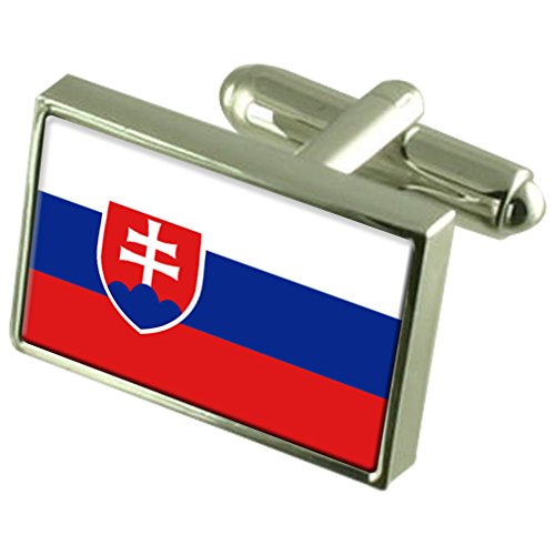 Gemelos de bandera de Eslovaquia con estuche grabado evite pérdidas y proteja sus accesorios