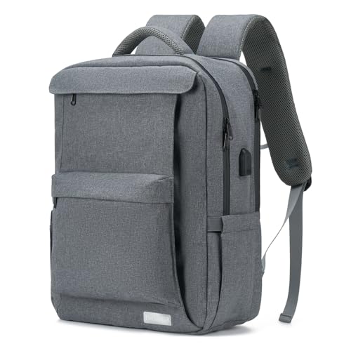 Laptop Backpack for Women Men,Work Commuter Travel Business Backpack with Laptop Compartment,College Computer Casual Daypack, Book Bags,17 Inch Gray