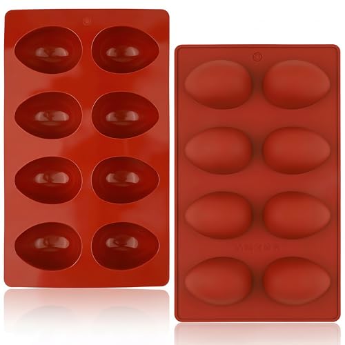 8-Cavity Easter Egg Shape Silicone Molds 2PCS Food Grade 3D Silicone Easter Egg Molds for DIY Cake Chocolate Candy Jello Pastry Muffin Bread Ice Cube Soap Making Baking Supplies