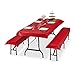 Produktbild Relaxdays Bierzeltgarnitur Auflage 3er Set, Biertisch Tischdecke 250x100cm, 2 Bierbankauflagen 250x55cm, abwaschbar, rot