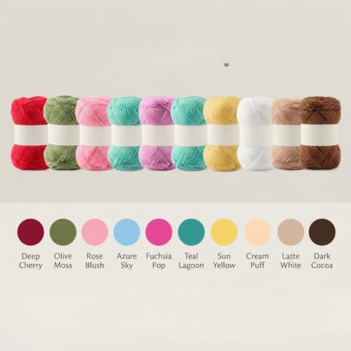 Image of 12 Pastel Colors Soft Wool Oon Yarn Bundle for DIY Crochet Crafts, Doll Making, Knitting, Weaving & Beginners Art Projects | Crochet Yarn Set for Knitting & Amigurumi