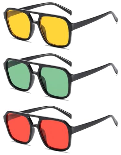 Image of Retro 70s Square Aviator Sunglasses Women Men Vintage Rectangle Sunglasses Flat Frame Trendy Shades