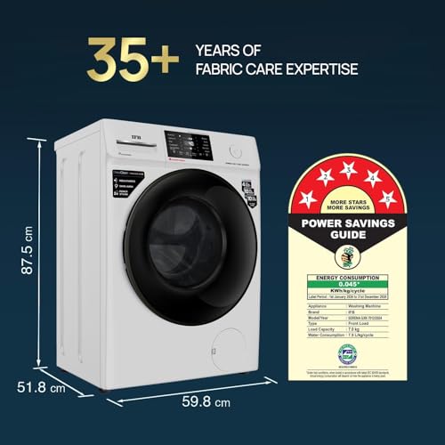 Image of IFB 7 Kg 5 Star, DeepClean Technology, AI Powered, WiFi, Fully Automatic Front Load Washing Machine (SERENA GXN 7012 CMS, PowerSteam, 9 Swirl, Steam Refresh, Inbuilt Heater, Eco Inverter, Grey)