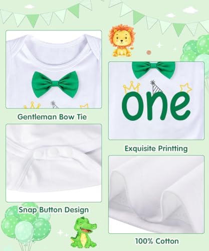 YYDSXK Baby Boy 1st Birthday Outfit, First Birthday Outfit and Body Romper, Suspenders Shorts, Crown Headband, First Birthday Outfit for Baby Shower, Photo Shoot, Blue, 100