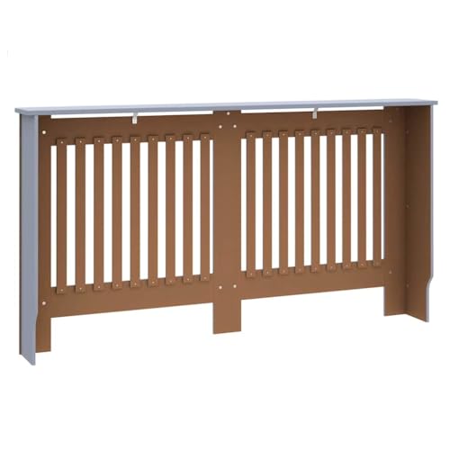 Image of Engineered Wood Radiator Cover 2 pcs Grey 59.84 x 7.48 x 32.09 in with Water Resistant Material and Efficient Heat Flow for Home Decor and Additional Storage