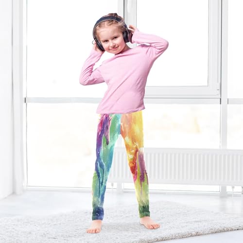 Toddler Girls Leggings Printed Yoga Pants Leggings Unicorn Standing on The Rainbow Hand-Painted Illustrat for Kids4