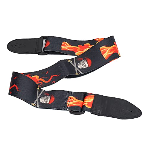 Sangle de Guitare, Sangle de Rechange pour Guitare Shouder Strap avec Motif Flamme en Polyester et Matériau PU - Les Beatles, Paul McCartney, John Lennon, RIngo Starr, George Harrison Sangle de Guitare, Sangle de Rechange pour Guitare Shouder Strap avec Motif Flamme en Polyester et Matériau PU