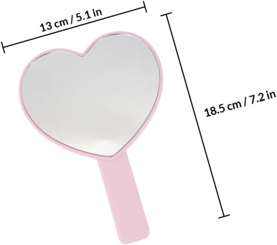 KICHOUSE 3pcs Heart-Shaped Handheld Makeup Compact Mirrors Set, Portable Travel Cosmetics Accessories with Reflection, Pink Red Bright Colors for Outdoor and Vanity Use image 2