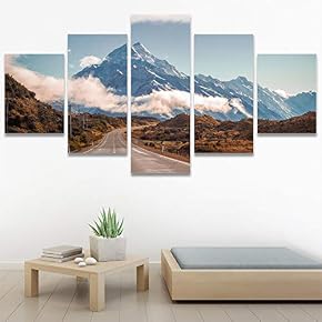 SIGNWIN 5 Panel Canvas Wall Art Mountainscape for...