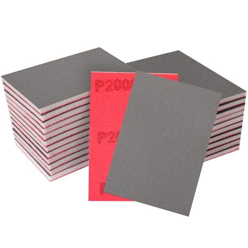 STEBRUAM 24 Pieces Sanding Sponges,2000 Grits,Wet And Dry sand sponge Washable and Reusable,Sand Paper Pack for Metal Wood Wall et Polishing