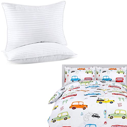 Utopia Bedding All Seasons 1 Twin Size Cars Comforter Set With 2 Pillow Shams And Standard Size 2 Pack Bed Pillows For Sleeping #TOP17