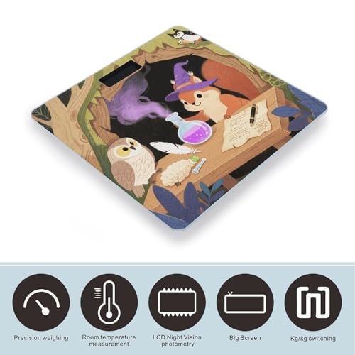 Báscula digital de baño con diseño ardilla y pantalla LCD miniatura 3