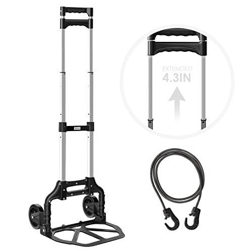 Dolly Cart Extended Handle Folding Hand Truck Dolly By Teprovo, Foldable Hand Cart Height 43.3 In Load 175 Lb, Lightweight Foldable Hand Truck For Indoor And Outdoor Transport Moving. #TOP1