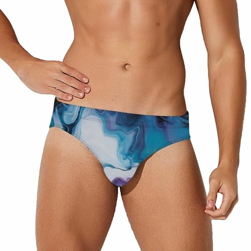 Abstract Blue Pattern Men's Swim Brief Sexy Bikini Swimwear Swimsuit Trunks Bathing Suits