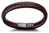 HALUKAKAH Plus ● Jazz ● Men's Genuine Leather Bracelet Titanium Magnetic Clasp with Free Giftbox (Red 21.5cm) #4