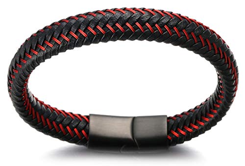 Pulsera de cuero genuino hombre con cierre magnético ajustable miniatura 5