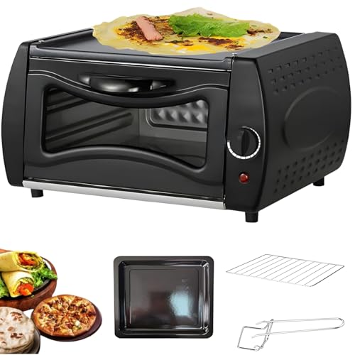 PZOFERLIN Horno eléctrico para Pizza, Horno eléctrico pequeñ Horno Tostador de 15 litros y 1500 vatios, Control de Temperatura de 50 a 400 °C, Mini Horno for Pizza con Bandeja/Parrilla/asa