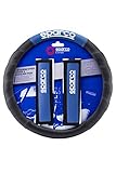 Ø: 36, 5 - 37, 9 cm. Sparco SPC1111KAZ Almohadillas y Funda de Volante, Negro/Azul