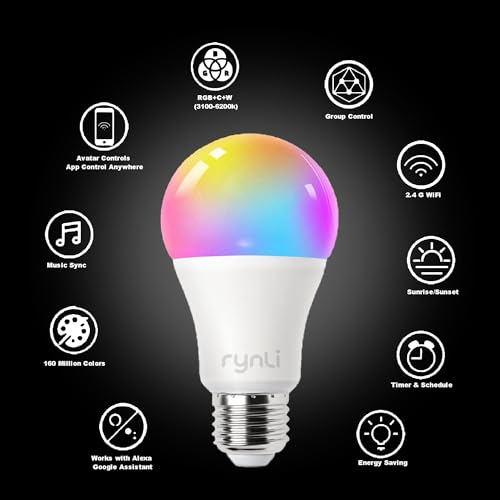 E27 Smart WiFi Bulbs 2 Pack, 9 W LED Smart Light Bulbs, 900 lm, RGB Colour Changing, Dimmable 2700-6500 K, Works with Alexa and Google Home, App and Voice Control, No Hub Required - Image 2