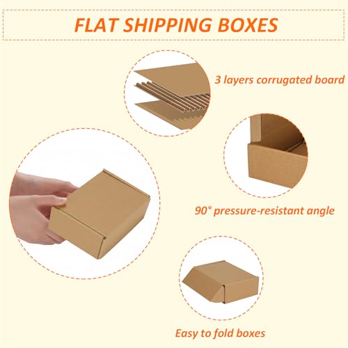 Image of HORLIMER 6x4x2 inches Shipping Boxes Set of 50, Brown Corrugated Cardboard Box Literature Mailer