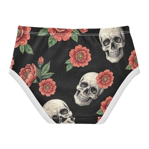 Cotton Toddlers Underwear Floral Embroidered Skulls Red Floral Black Panties for Girl Animal Briefs Undies Kids 2t2