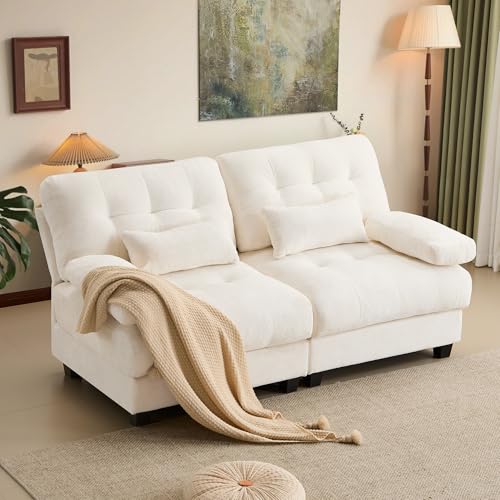 GRAINLLE 67'' Modern Chenille Love Seat Sleeper Cloud Couch Bed,Convertible