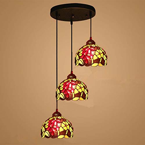Lustre Tiffany en verre teinté suspension vintage plafonnier chambre salon