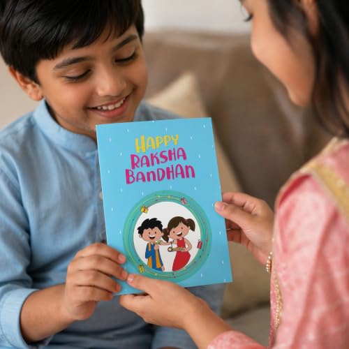 Image of Oye Happy - Rakhi Doodle Greeting Card | Cute Raksha Bandhan Card for Brother & Sister | Illustrated Keepsake Card