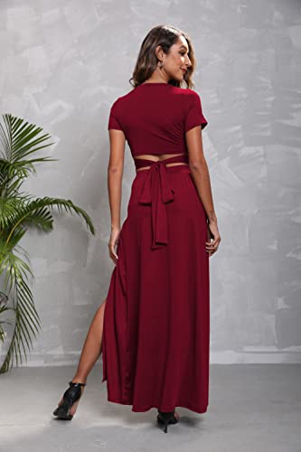 Image of MESLIMA Two Piece Dresses Sets for Women Summer Boho Maxi Dresses