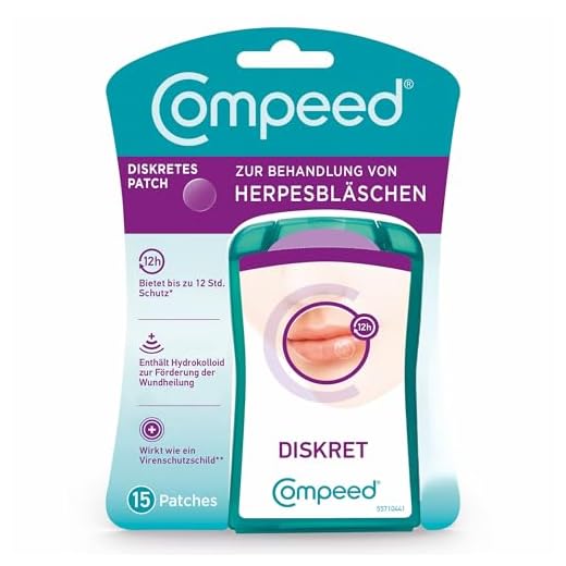 Compeed Parche de herpes con aplicador, para cicatrización acelerada de heridas, contra herpes en la cara, 1 paquete de 15 unidades