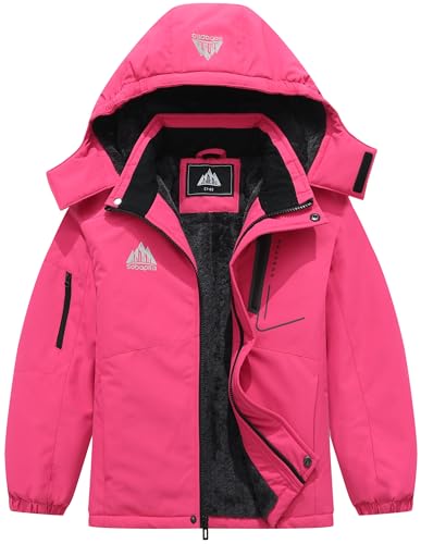 SOBAPRA Kids Waterproof Ski Jacket Warm Winter Snow Coat Boys and Girls Fleece Hooded Snowboarding Jacket