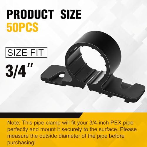 Image of Briwooody 50 Pack 3 /4 Inch Pipe Supports Suspension Clamp Pipe Clamps Pex Clamps for Pex, Copper, CPVC(Black)