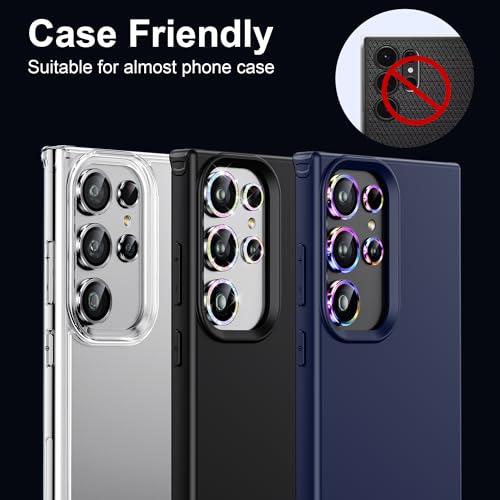 Image of WSKEN for Samsung Galaxy S24 Ultra Camera Lens Protector - Ultra Thin | Case Friendly, 9H Shatterproof Tempered Glass, Anti Scratch Metal Circle, Camera Screen Protector Cover Accessories, Colorful