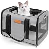 YUNIQUE Soft-Sided Cat & Dog Carrier for Pets Up to 15 Lbs, Airline Approved Collapsible Travel Puppy Carrier with Lightweight Fabric Design (Grey)