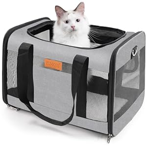 YUNIQUE Soft-Sided Cat & Dog Carrier for Pets Up to 15 Lbs, Airline Approved Collapsible Travel Puppy Carrier with Lightweight Fabric Design (Grey)