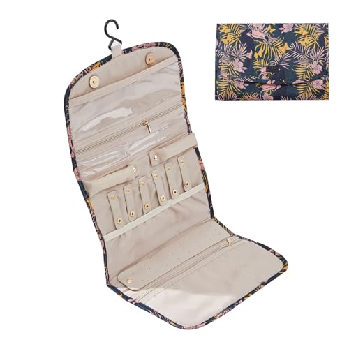 Periea 'Cleo' Organisateur de Bijoux en Rouleau de Voyage – Boucles d’oreilles portables, Collier et Bagues Protecteur de Pochette (Toucan, Grand)