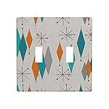 Retro Modern Mid Century Geometric Toggle Double Light Switch Wall Plate cover Faceplate Decorator...