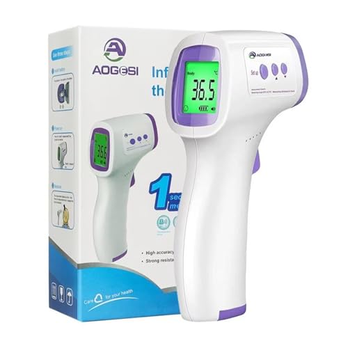 Okaywork termometro digital frente Objeto dos en uno,medición de la corporal Retroiluminación de tres colores Sin contacto Modo ℃ y ℉ con Pantalla LCD,Alarma Fiebre,32 juegos de recuerdos Sin batería