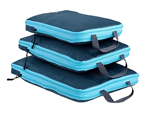 4-Piece Deluxe Compression Packing Cubes Travel - Maximize Space In Luggage With Double Capacity Design, Luxury Compressible Packing Cubes For Travel, Large, Small, & Medium Set
